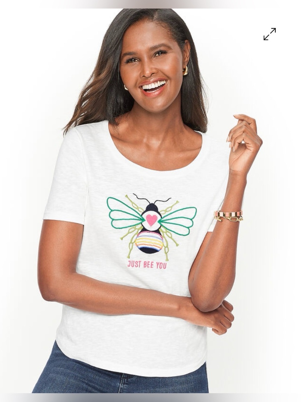 Talbots bright white embroidered top XS